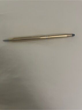 CROS Gold overlay  Ballpoint Pen with Blue Ink Tip  with leather case.